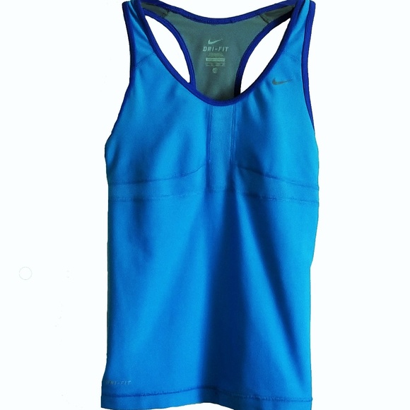 NIKE Tops - NIKE Racer Back Tank w Bra Ocean Blue